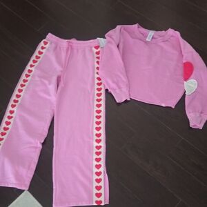 JoyLab Pink and Red Heart Pajama Set